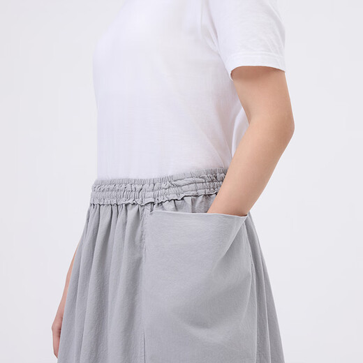 MUJI IDEE Women's Plain Pleated Skirt Skirt Women's Skirt 25 Years Summer Pure Cotton GA47CC5S Smoked Green One Size (165/72A)
