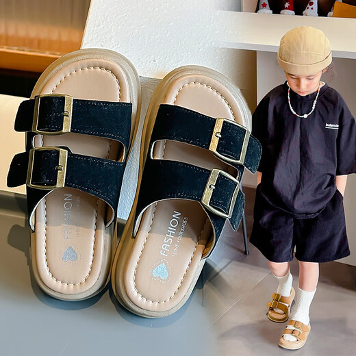
Xianxiu 2025 summer children's slippers retro girls beach shoes boy casual soft sole middle and big children wear flip-flops outside 698 beige 27 inner length 17.1cm
