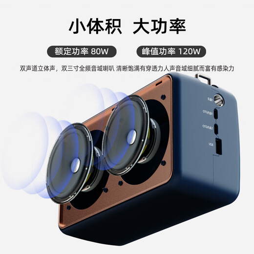 Lanyin Q12 electric blowpipe saxophone special speaker guitar playing and singing live broadcast internal recording instrument outdoor portable Bluetooth speaker Q12-Peacock Blue full set of accessories + storage bag