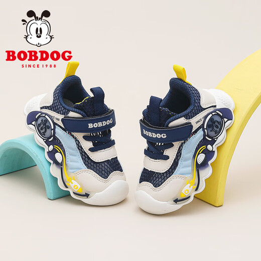 Babu Dou children's shoes, boys' baby flashing shoes, mesh breathable children's toddler shoes 103352144 navy blue/m 25
