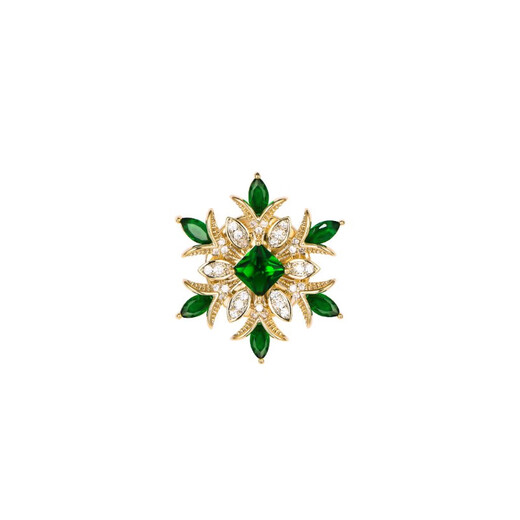 QUAMER light luxury zircon snowflake magnet buckle brooch anti-exposure no punching suit badge unisex versatile green four-leaf clover magnet no punching no damage to clothes