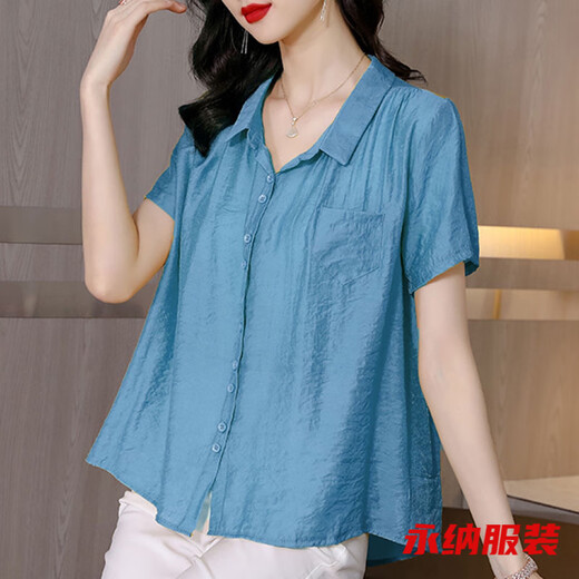 Xuan Tuya Ice Silk Cotton Linen Shirt Women's Top Summer Mom Western Fashion Fashion Covering Belly Temperament Women's T-Shirt Short Sleeve Khaki 07 2XL 120-130