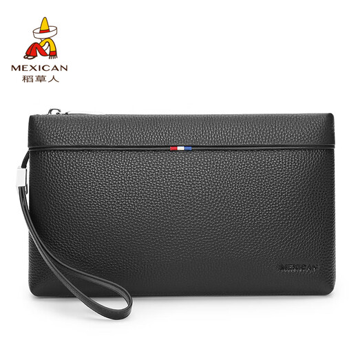 Scarecrow Men's Handbag Long Genuine Leather Business Clutch First-Layer Cowhide Wallet Practical Father's Day Gift for Dad Black Business Main Style