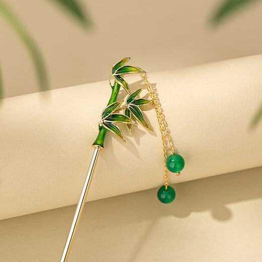 Qlady bamboo hairpin hair accessories high-end new Chinese style tassel step rocking hairpin women's Hanfu headwear high-end birthday gift