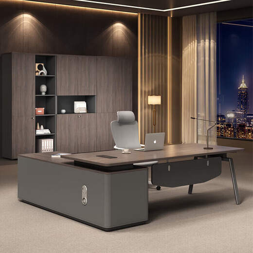 Shu Sheng boss office desk and chair combination simple modern single table office furniture table executive desk supervisor manager table 1.6 meters boss table (long cabinet version)