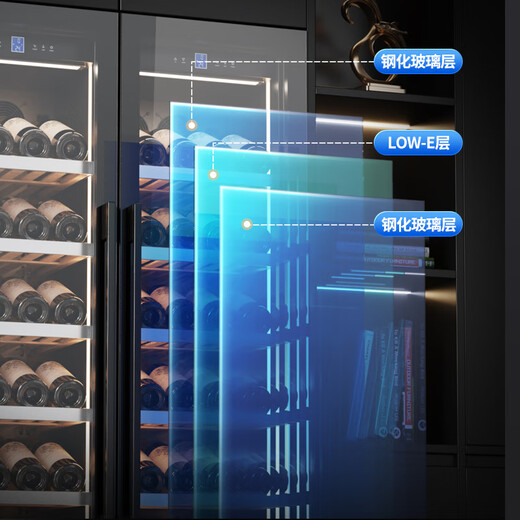 BAIKAILUN double-door double-temperature wine cabinet, door-to-door constant-temperature wine cabinet, ice bar, wine cabinet, home living room refrigerator, office tea beverage display cabinet, wine and fruit preservation refrigerator, 1.76 meters | 400 deep | dual temperature | red wine ice bar 500L thin section