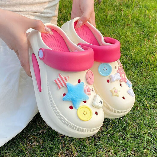 HUALIN FASHION洞洞鞋女夏软底防滑透气拖鞋情侣款ins踩屎感2025 653【粉色】小海星【厚底】 36-37 【偏小一码】