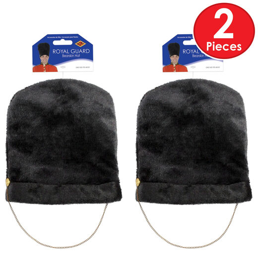 Beistle 2-piece set of plush royal guard faux bearskin hats for British themed parties