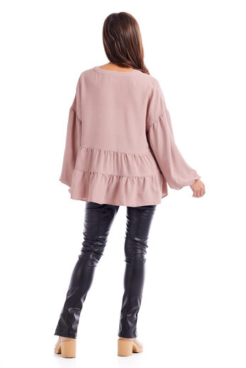 Mud Pie Women's Orleans Ruffle Top Blush Large