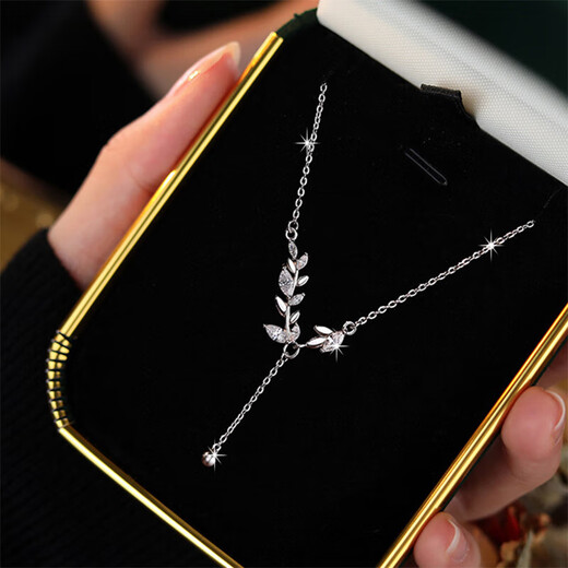 MZMZ wheat ear platinum necklace women's pt950 platinum neck chain clavicle chain Valentine's Day birthday gift for girlfriend and wife light luxury model - local warehouse tomorrow delivery/wheat ear necklace