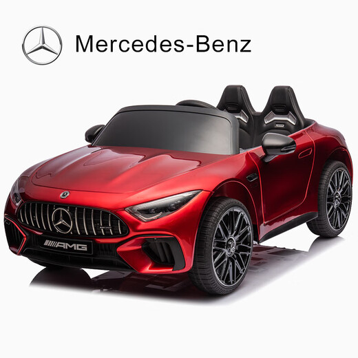 Dake Mercedes-Benz AMG remote control four-wheel drive toy car can seat men, women, babies and children, large swing car four-wheel sports car, luxury white + soft wheel four-wheel drive leather seat + Bluetooth music remote control swing + portable pull car