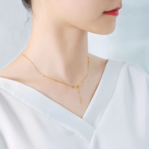 DR GRAFFCARNY 18k gold plated necklace pin chain for women flash o Chopard gold plated rose platinum K gold necklace plain chain rose gold Chopard chain total length 45CM can be adjusted freely