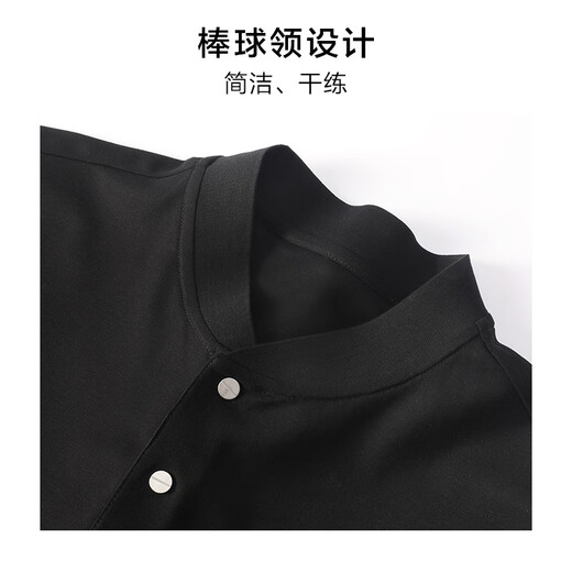 Mr. Cloth Fashion Stand Collar Pure Cotton Men's T-shirt Spring and Summer New Slim Black Short Sleeve Business Casual AT12023 Black L (175)
