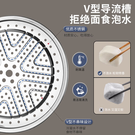 Konbach (KBH) steamer 304 stainless steel household multi-function steamer multi-bottom soup pot gas stove induction cooker universal large capacity 304 stainless steel 3-6 people 2 layers 32cm