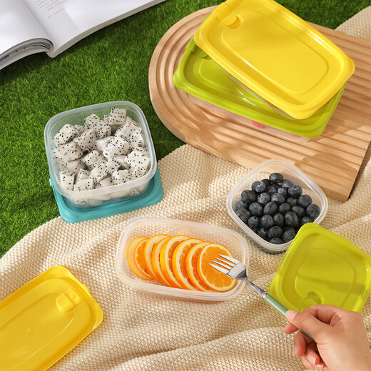 Camellia (CHAHUA) plastic crisper food grade heatable large capacity disposable fast food box picnic packaging box soup bowl fruit 1200ML green 2 pack