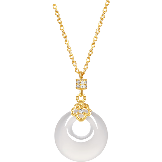 Saturday Blessing White Moonlight Peace Buckle Necklace S925 Silver New Chinese Style Birthday Gift J0614703 40+5cm