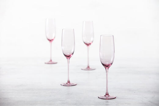 FortessaGala Glassware, 9-Ounce Champagne Flutes (Set of 4), Pink