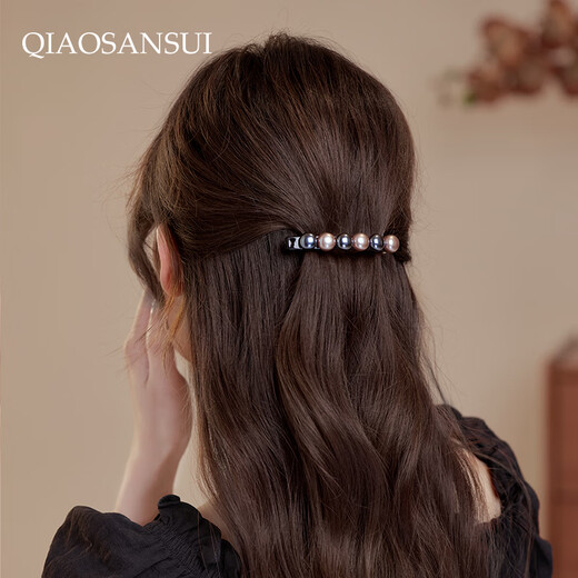 Pretty three-year-old one-word clip on the back of the head 2025 new high-end half-tied hair high-end short hair embarrassing period hairpin pearl spring clip high-end pearl spring clip elegant accompanying