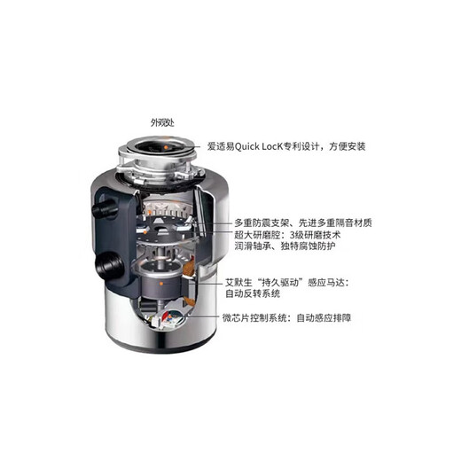 ISE E200 original garbage disposer household kitchen waste crusher can be connected to the dishwasher configuration National Bank version