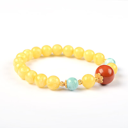 Her generation natural amber beeswax bracelet full of honey white nectar round beads bracelet with certificate holiday 8MM white honey (766215)