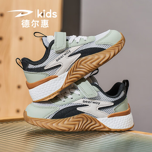 Delhui Children's Shoes Forrest Gump Shoes Boys 2025 New Summer Children's Men's Shoes Medium and Large Children's Anti-Slip Mesh Sports Shoes 3527 Matcha Green (Spring Leather) 38 Inner Length 24.3/Foot Length 23.3