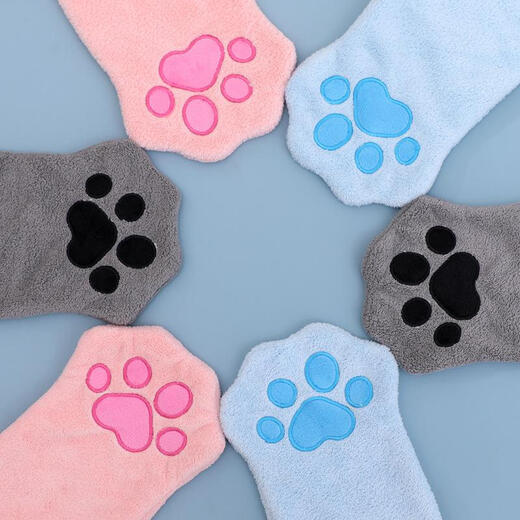 Pet towel glove type dog and cat special quick-drying water-absorbent cleaning towel cat bath towel pet supplies blue pair thickened coral velvet skin-friendly and water-absorbent