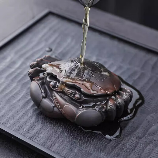 Purple pottery crab tea drain all-ceramic integrated filter set can raise tea pets ornaments household tea filter tea partition crab filter tea pet