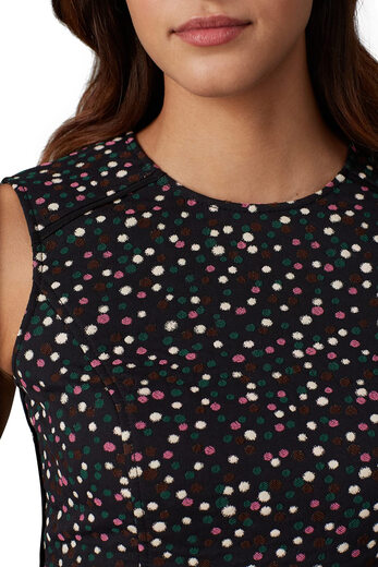 Diane von Furstenberg Women's Slim Fit Hip Dress Sleeveless Round Neck Polka Dot Jacquard Below Knee Length Workplace Commuting Style Black//White 6