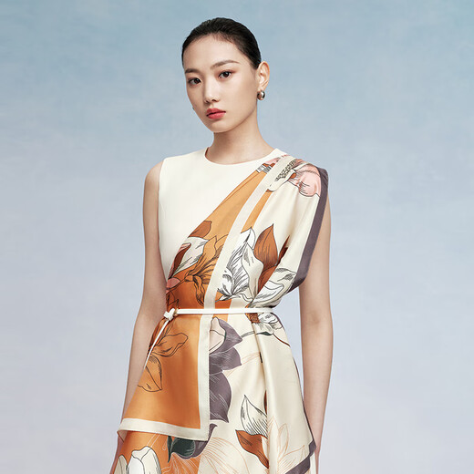 Wanshili silk scarf mulberry silk 75cm square scarf silk scarf buckle gift box for elder mother's birthday gift Magnolia Fu