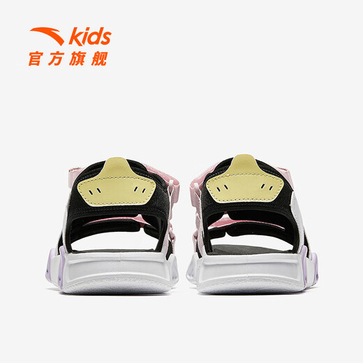 ANTA (ANTA) children's sandals, men's and women's shoes, 2026 spring new spring Velcro children's open-toe Lingbo arch beach shoes, girls black/clear water powder/ANTA white-9 36
