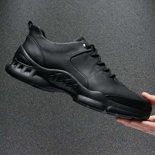 NOSSKISS International Brand Men's Shoes 2025 Spring and Summer New Genuine Leather Sports Travel Shoes Soft Thick Sole Versatile Business Casual Leather Shoes Black 40 = Leather Shoes Size 40 Sports Shoes Size 41