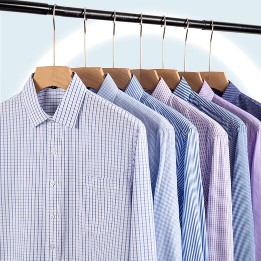 Yageo Long Sleeve Shirt Men's 2025 New Pure Cotton No-Iron Middle-aged Casual High-end Professional Shirt 6636 39 (Suggested 128-138Jin [Jin equals 0.5 kg])