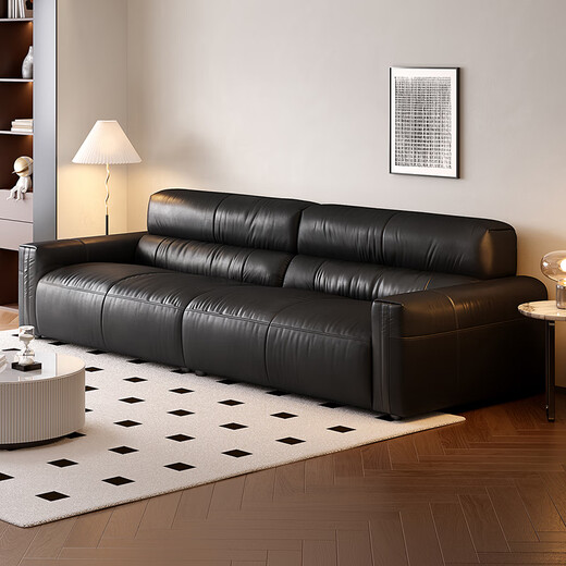 Quanyou Home Egg Roll Sofa Living Room Cream Style Furniture Household First Layer Cowhide Straight Row Genuine Leather Art Sofa Furniture