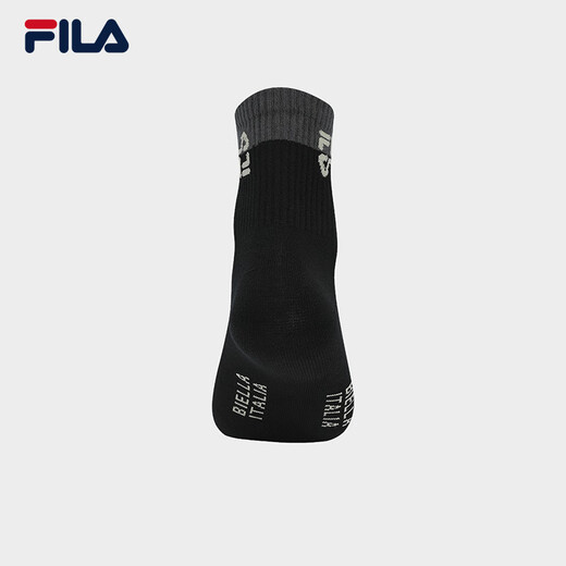 FILA Official Men's Socks Mid-waist Socks 2025 Autumn New Fashion Contrast Color Socks Casual and Comfortable Mid-Tube Socks True Black-BK XS