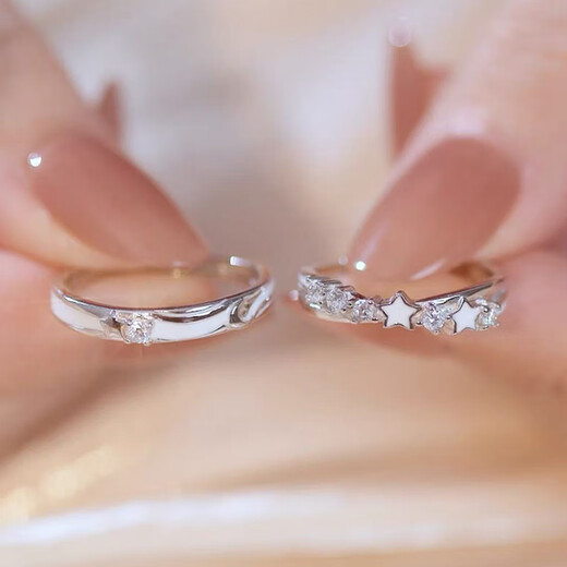 Ji Ke luminous effect silver ring for couples, Möbius ring pure silver 999, seeking engagement, couple rings