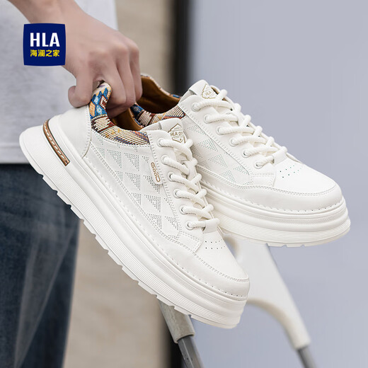 Heilan House men's shoes autumn breathable soft sole heightening shoes men's classic sneakers men's casual shoes sports white shoes sweaty feet shoes white rice dumpling punching style 225 41