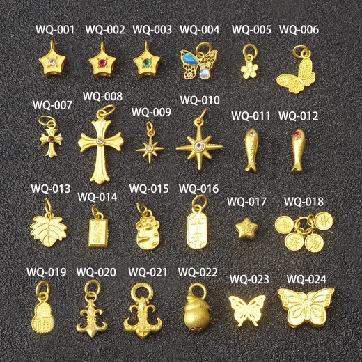 18K gold handmade ancient gold cross pendant lift butterfly bead accessories diy bracelet braided rope accessories pendant WQ-007 red small cross, one piece 18K gold