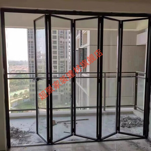 美克杰折叠门卫生间厨房阳台折叠门铝合金折叠门推拉门无轨道小折叠门 黑色 1835