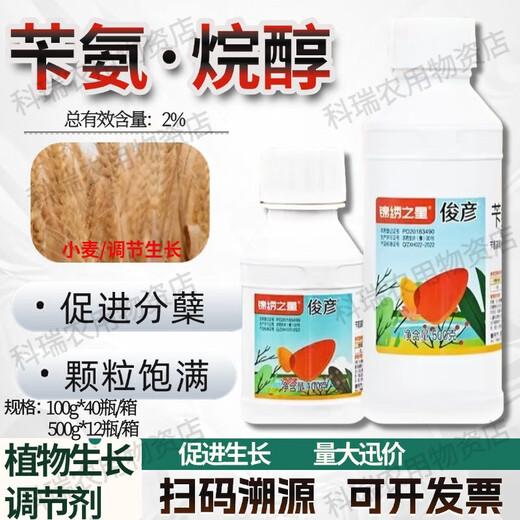 Benzylaminoalkanol, benzylaminopurine, triacontanol, wheat, corn, and rice fruit enlarging growth regulator 500g