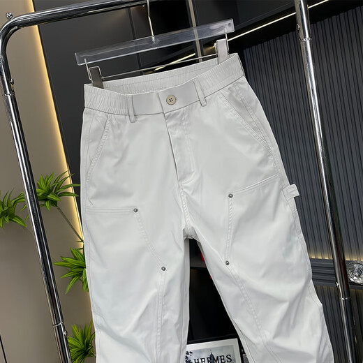 Pantalones de trabajo de Fertisson Meng para el verano de hombres delgados cómodos de gama alta de alta gama de alta gama de alta gama Pantalones sueltos de hombres 692 Black 33 (recomendado 145-160Jin [Jin iguala 0.5 kg])