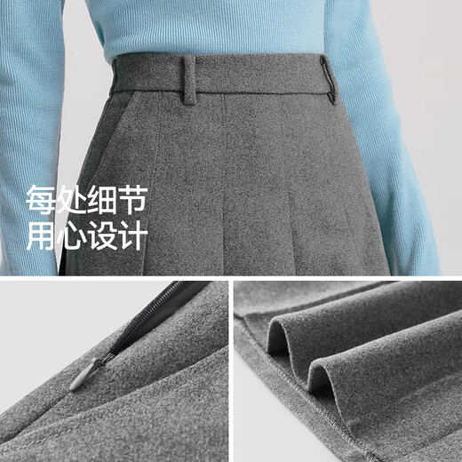 Semir Semir skirt women's imitation woolen skirt 24 winter new style A-line pleated skirt covers the crotch and looks slim 109724120001