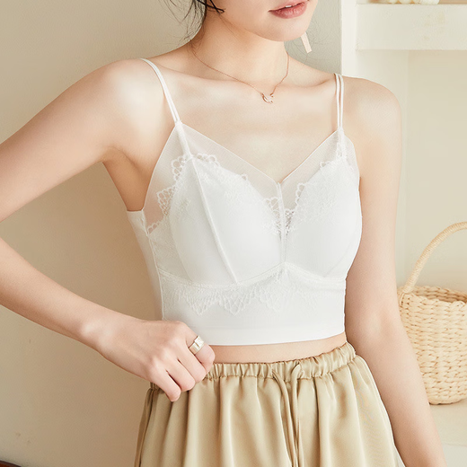 Double shoulder strap lace seamless back bra for women without wires, push-up anti-sagging summer thin breathable large size bra, apricot color - 1 piece L (recommended 105-130Jin Jin equals 0.5kg)