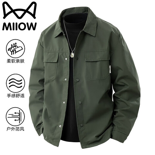 Cat Man Jacket Men's Spring and Autumn Jacket Casual Lapel Retro Workwear Versatile Business Men's Top Black XL