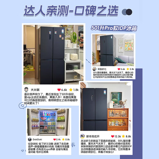 Rongsheng 501pro IDP odor-free cross four-door embedded first-class energy-efficiency variable frequency ultra-thin active sterilization dual-cycle dual-system smart refrigerator National subsidy BCD-501WD3FPZ