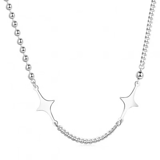 Bovia platinum necklace women's pt950 platinum necklace solid round beads sideways splicing AB chain star clavicle chain girlfriend 43+2.5cm weighs about 10.61 grams star AB chain