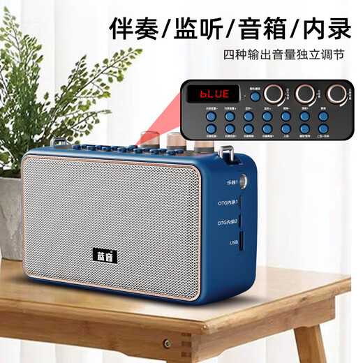 Lanyin Q12 electric blowpipe saxophone special speaker guitar playing and singing live broadcast internal recording instrument outdoor portable Bluetooth speaker Q12-Peacock Blue full set of accessories + storage bag