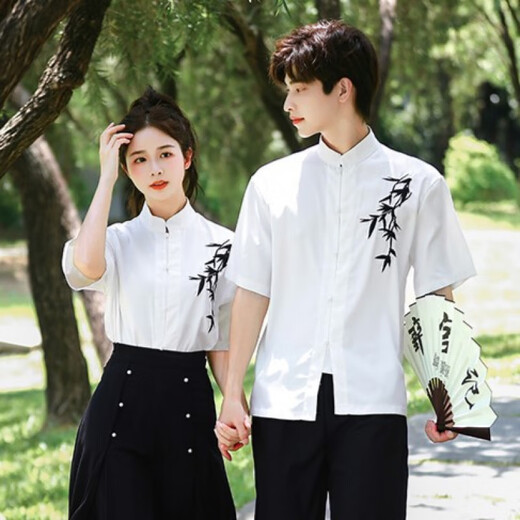 St. Luofeng antique uniforms, middle school student choir performance uniforms, junior high school student class uniforms, poetry recitation red song competition clothing, women's model, black bamboo long-sleeved top + pearl skirt L
