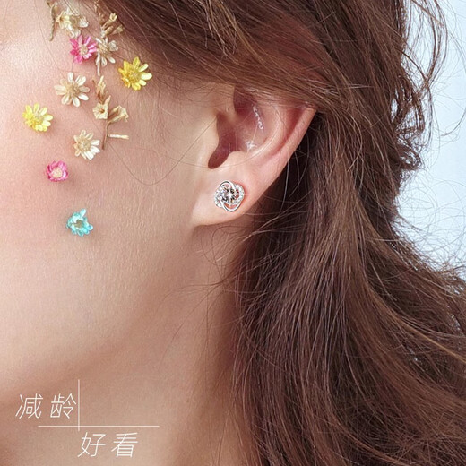 QMXD999 sterling silver four-leaf clover earrings for women, new style earrings, pure silver earrings, earrings, birthday gift for girlfriend, a pair of pure 999 pure silver