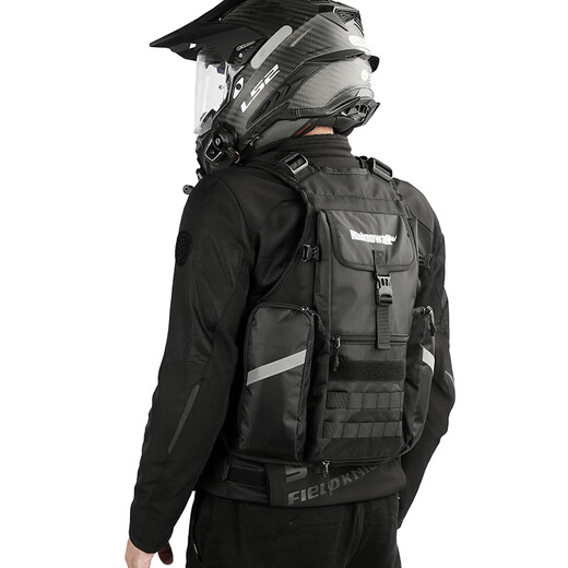 Rhinowalk rhinoceros cycling jersey vest for men summer outdoor sports cycling motorcycle fishing running breathable multi-pocket mesh bag black (water bag not included)