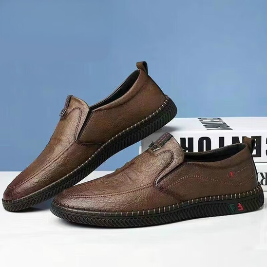 
Woodpecker cold leather shoes for men's spring and summer casual leather shoes soft sole soft surface wear-resistant anti-odor and breathable one-foot summer hollow leather shoes 677 brown (hollow) 39